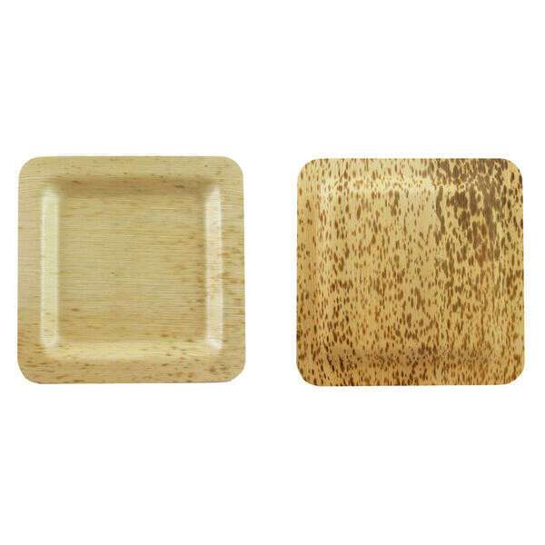 PacknWood 210BBOUA12, 4.7x4.7-inch Square Bamboo Leaf Double Layer Plate, 100/PK