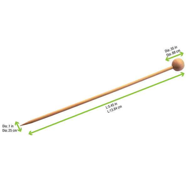 PacknWood 210BBOUL14, 5.45-Inch Natural Bamboo Ball Skewer, 2000/CS