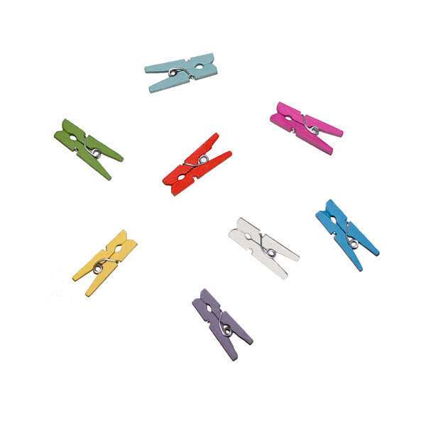 PacknWood 210BBPINCE, 1-Inch Mini Wooden Clip Accessory for Cones and Boats, Asorted Colors, 2000/CS