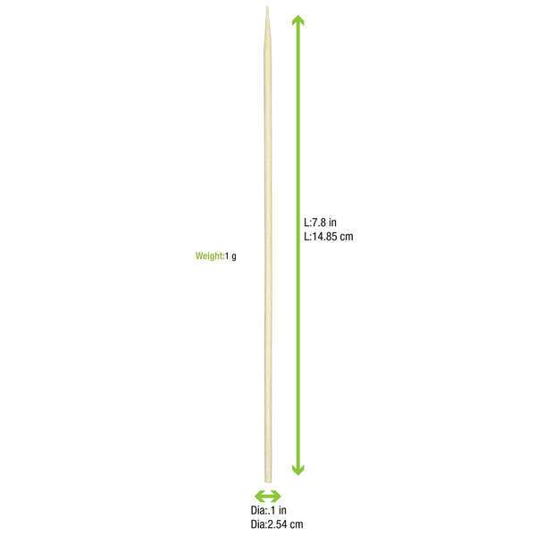 PacknWood 210BBQ20, 7.8-Inch Bamboo BBQ Skewers, 10000/CS