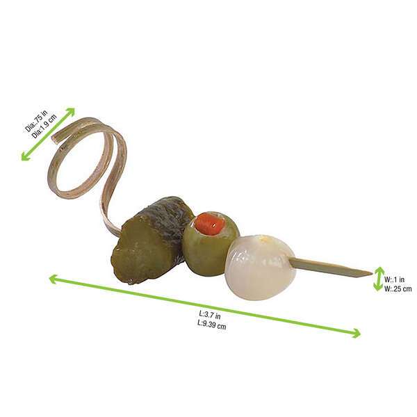 PacknWood 210BBTWIST9, 3.7-Inch Bamboo Top Twisted Skewers, 2000/CS