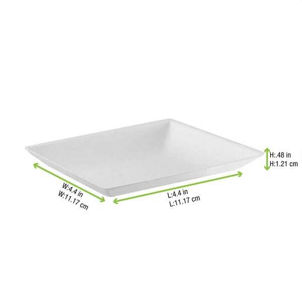 PacknWood 210BCHIC1111, 4.4x4.4x0.48-Inch "Bio n Chic" White Sugarcane Plate, 100/CS