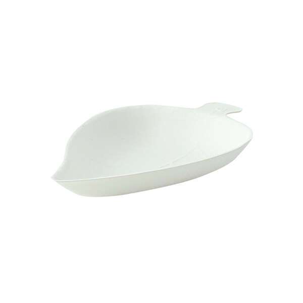 PacknWood 210BCHICLEAF, 3.8x2.35x0.43-Inch "Bio n Chic" Leaf White Sugarcane Dish, 300/CS