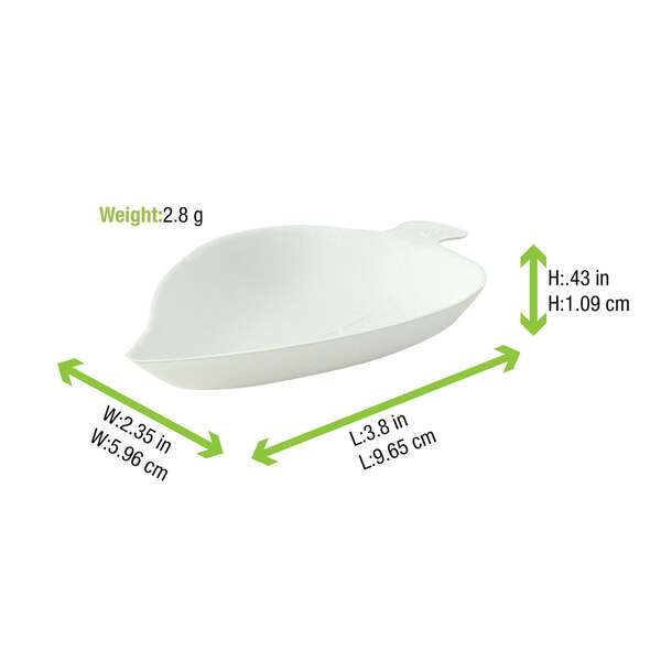 PacknWood 210BCHICLEAF, 3.8x2.35x0.43-Inch "Bio n Chic" Leaf White Sugarcane Dish, 300/CS