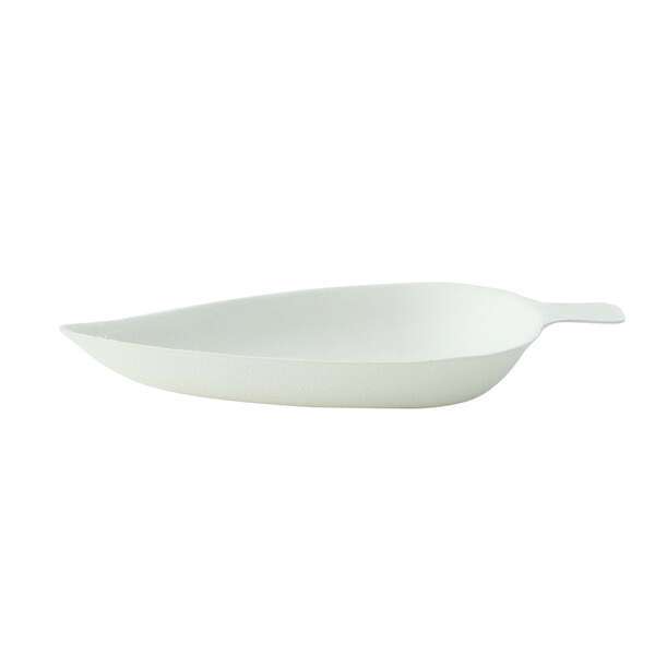 PacknWood 210BCHICLEAF, 3.8x2.35x0.43-Inch "Bio n Chic" Leaf White Sugarcane Dish, 300/CS