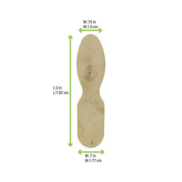 PacknWood 210BGLACE, 3-Inch Unwrapped Wooden Ice Cream Spoon, 10000/CS