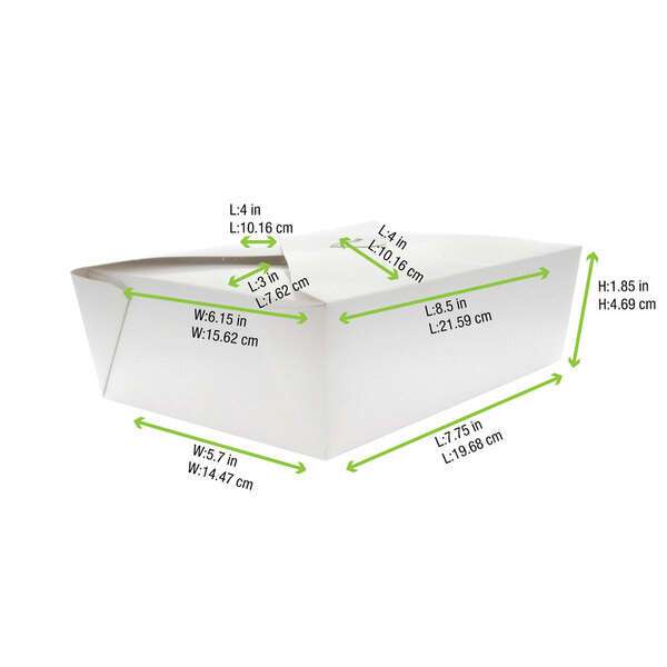 PacknWood 210BIO202, 8.5x6.15x1.85-Inch White Meal Take-Out Box, 200/CS
