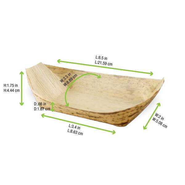 PacknWood 210BJQ17, 8.5x3.5-Inch 5 Oz Bamboo Leaf Boat, 500/CS