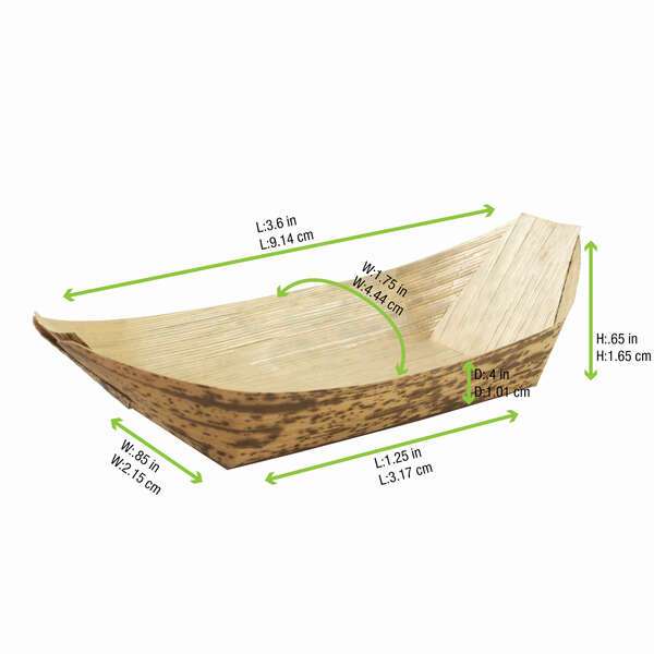 PacknWood 210BJQ8, 3.6x1.75-Inch 0.5 Oz Bamboo Leaf Boat, 1000/CS