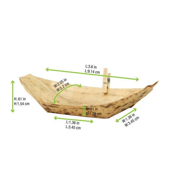 PacknWood 210BJQ9, 3.6x2.05-Inch 1.5 Oz Bamboo Leaf Boat, 2000/CS