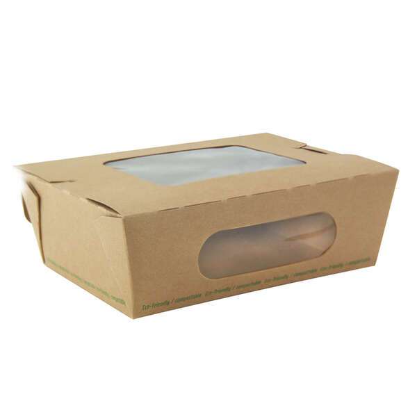PacknWood 210BOXSP753, 29 Oz 6.1x4x2-InchEasy Closing Kraft Salad Box with 2 Windows, 200/C