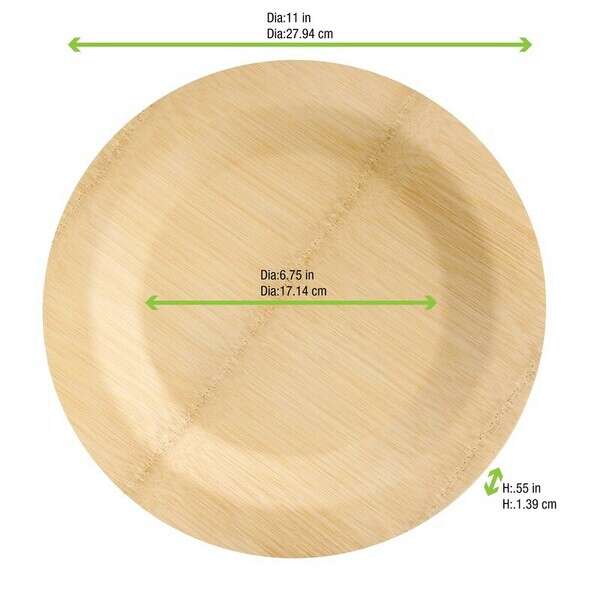 PacknWood 210BVNER11RD1, 11x0.55-Inch Bamboo Veneer Round Plate, 50/CS