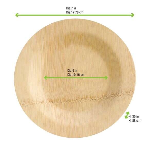 PacknWood 210BVNER7RD, 7-Inch Dia Bamboo Veneer Round Plate, 50/CS