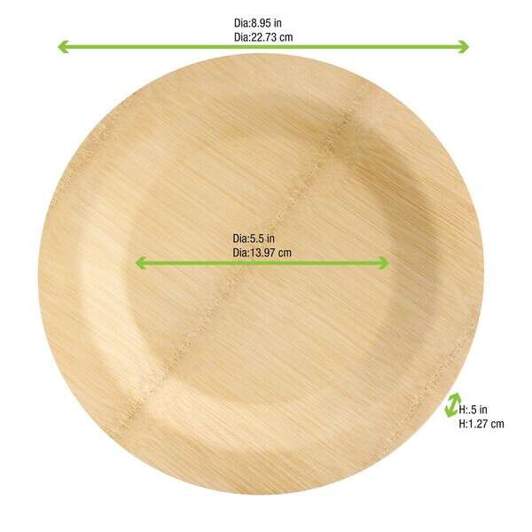 PacknWood 210BVNER9RD, 8.95-Inch Dia Bamboo Veneer Round Plate, 50/CS