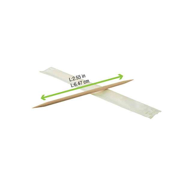 PacknWood 210CDE, 2.55-Inch Individually Wrapped Wooden Toothpicks, 1000/CS