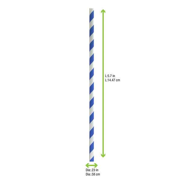 PacknWood 210CHP14BLUT, 5.7x0.23-Inch Blue & White Striped Cocktail Paper Straws - Unwrapped, 3000/CS
