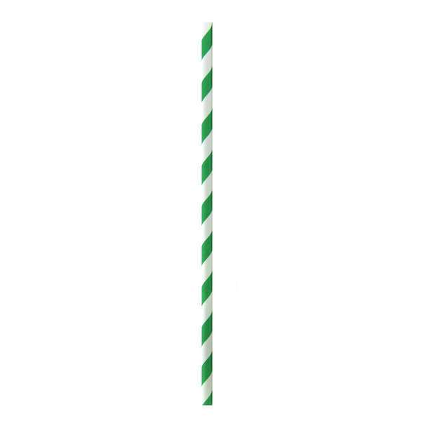 PacknWood 210CHP14GT, 5.7x0.23-Inch Green & White Striped Cocktail Paper Straws - Unwrapped, 3000/CS