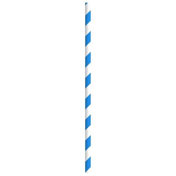 PacknWood 210CHP19BLUW-X 7.75x0.2-inch Blue Striped Wax Coated Wrapped Paper Straws, 500/CS