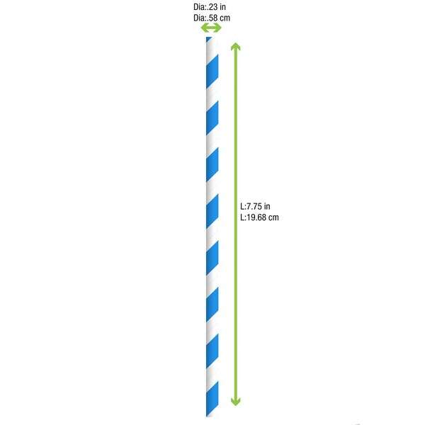 PacknWood 210CHP19BLUW-X 7.75x0.2-inch Blue Striped Wax Coated Wrapped Paper Straws, 500/CS
