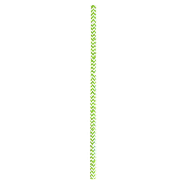 PacknWood 210CHP19CHLG, 7.75x0.23-Inch Lime Green & White Design Paper Straws - Unwrapped, 3000/CS