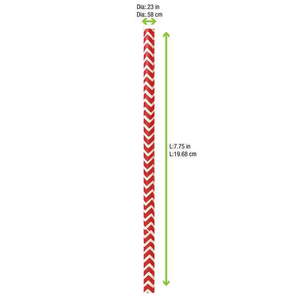 PacknWood 210CHP19CHR, 7.75x0.23-Inch Red & White Design Paper Straws - Unwrapped, 3000/CS