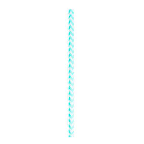 PacknWood 210CHP19CHTB, 7.75x0.23-Inch Teal Blue & White Design Paper Straws - Unwrapped, 3000/CS
