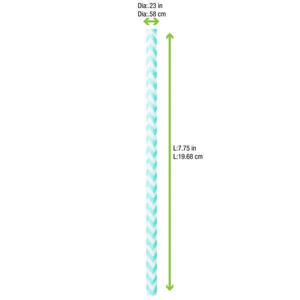 PacknWood 210CHP19CHTB, 7.75x0.23-Inch Teal Blue & White Design Paper Straws - Unwrapped, 3000/CS