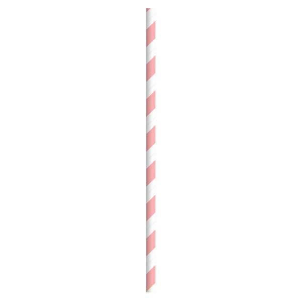 PacknWood 210CHP19PINKW, 7.75x0.23-Inch Pink & White Striped Paper Straws - Wrapped, 3000/CS