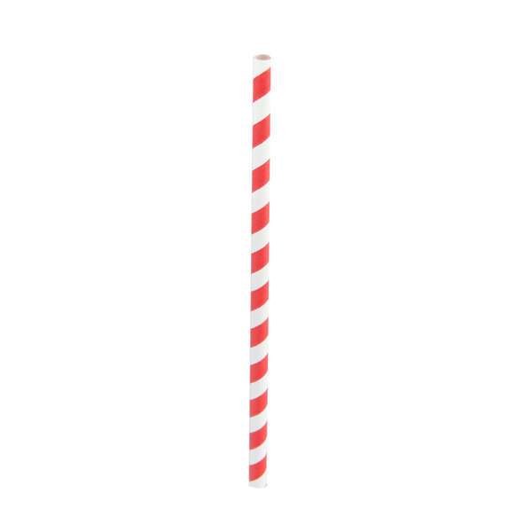 PacknWood 210CHP8R2T, 7.75-Inch Smoothie Paper Straws with White & Red Stripes - Unwrapped, 3000/CS