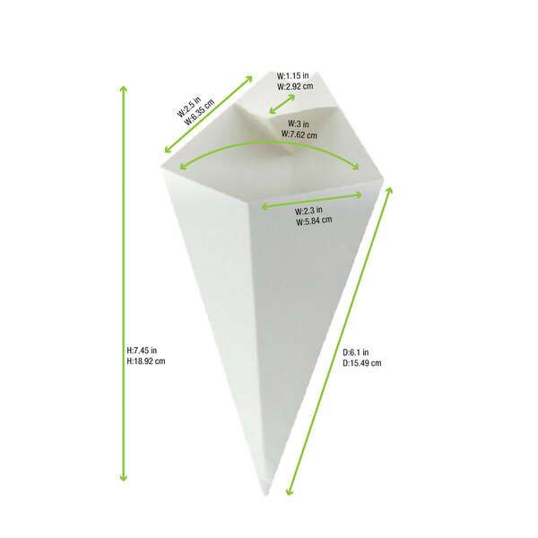 PacknWood 210CONFR1WH, 5 Oz White Paper Cones with Built-in Dipping Sauce Compartment, 500/CS