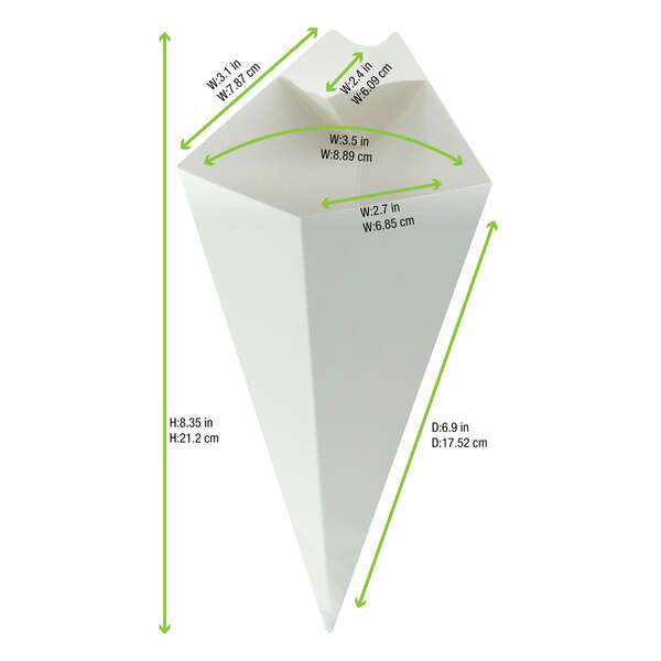 PacknWood 210CONFR2WH, 8 Oz White Paper Cones with Built-in Dipping Sauce Compartment, 500/CS