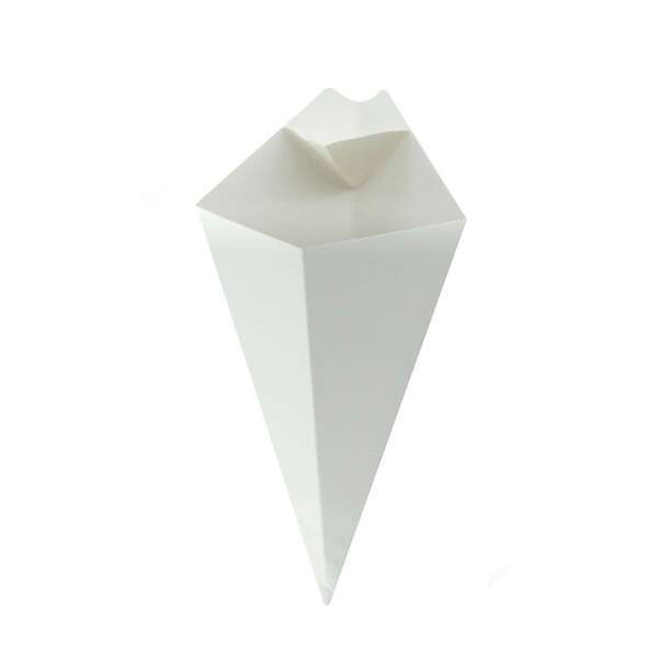 PacknWood 210CONFR3WH, 14 Oz White Paper Cones with Built-in Dipping Sauce Compartment, 500/CS