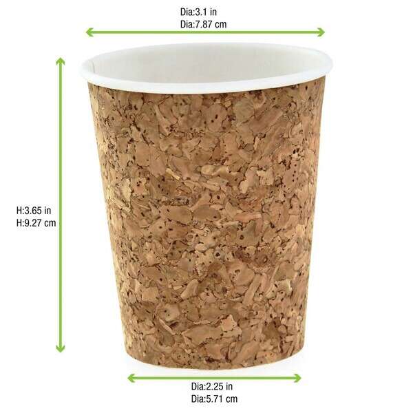 PacknWood 210CORK8, 8 Oz Insulated Corked Coffee Cup, 200/CS