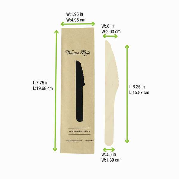 PacknWood 210CVB2W, 7.75x1.95-Inch Wrapped Wooden Knife, 500/CS