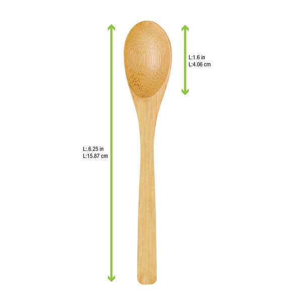 PacknWood 210CVBA173, 6.25-Inch Unwrapped Bamboo Spoon, 250/CS
