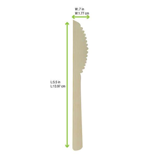 PacknWood 210CVBJN2, 6.7-inch Unwrapped Bamboo Light Knife, 500/CS