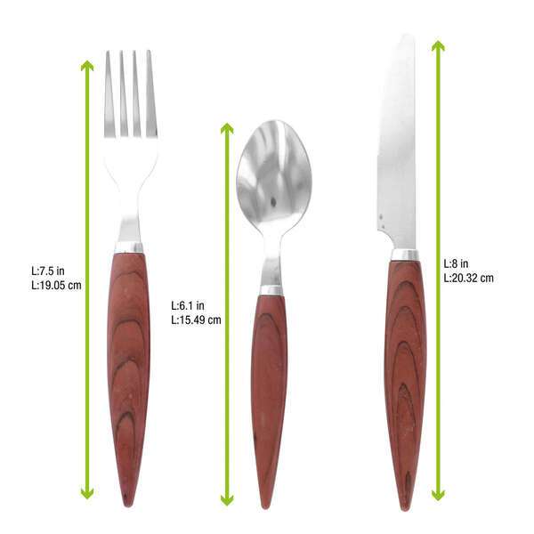 PacknWood 210CVINBOIS, 7.75-Inch Long Wrapped Stainless Steel Cutlery Set in PP Bag, 50/CS