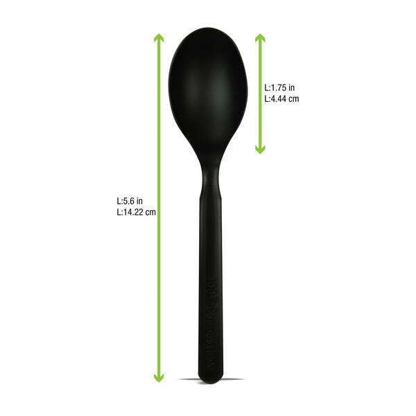 PacknWood 210CVPL633N, 5.6-Inch Unwrapped Corn Black Spoon, 1000/CS