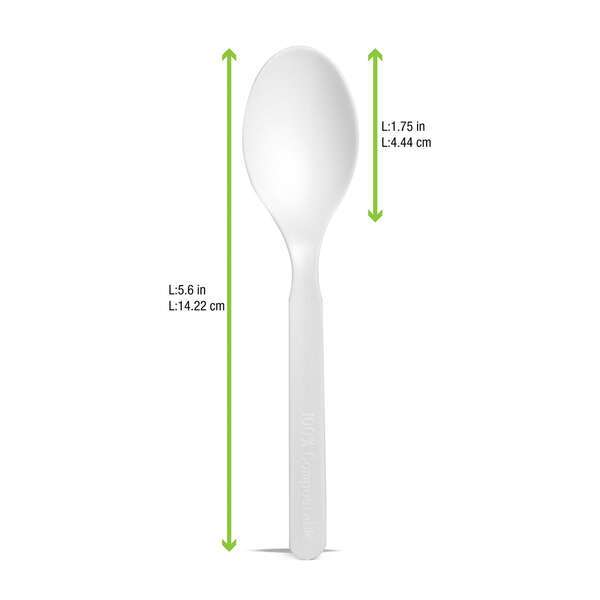 PacknWood 210CVPL633W, 5.6-Inch Unwrapped Corn White Spoon, 1000/CS