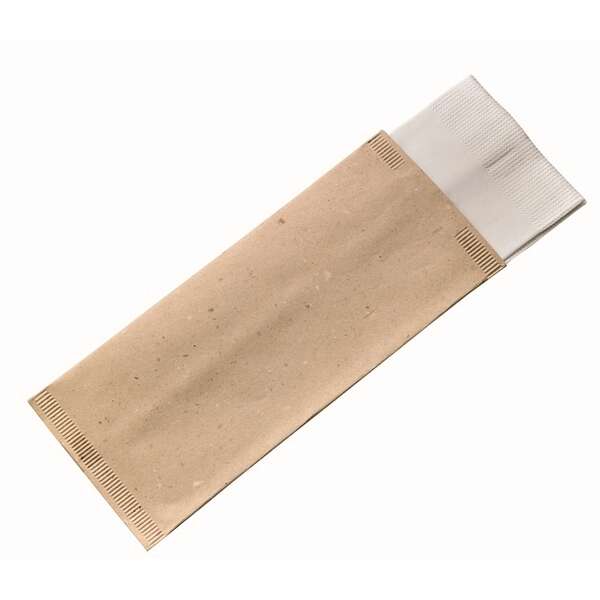 PacknWood 210CVPOCC, 4.3x10-Inch Cream Cutlery Paper Bag with White Napkin 2-Ply, 500/CS
