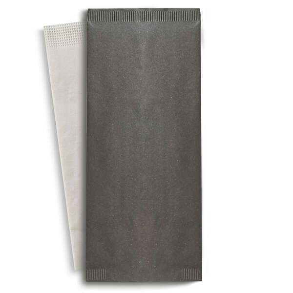 PacknWood 210CVPOCN, 4.3x10-Inch Black Cutlery Paper Bag with White Napkin 2-Ply, 500/CS