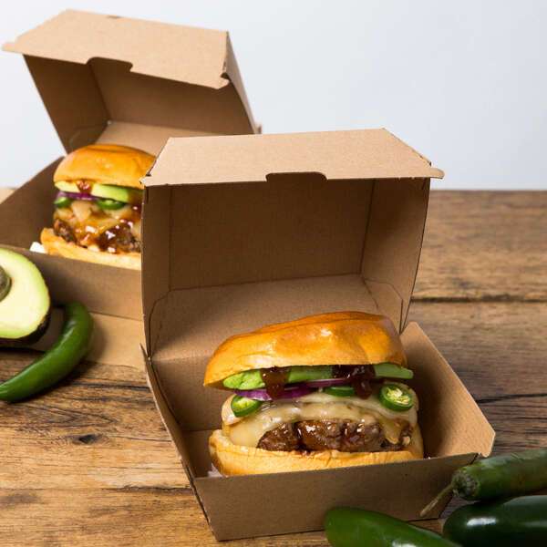 PacknWood 210EATBUK50, 2.8x2.8x2-Inch Kraft Mini Hamburger Clamshell Takeout Box, 500/CS