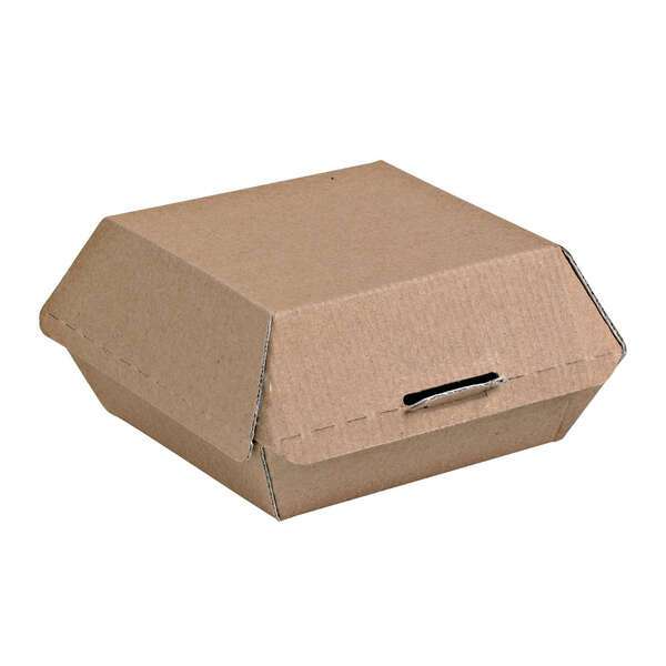 PacknWood 210EATBURG135K, 5.3x4.9x2.6-Inch Kraft Corrugated Hamburger Clamshell Take Out Box, 500/CS