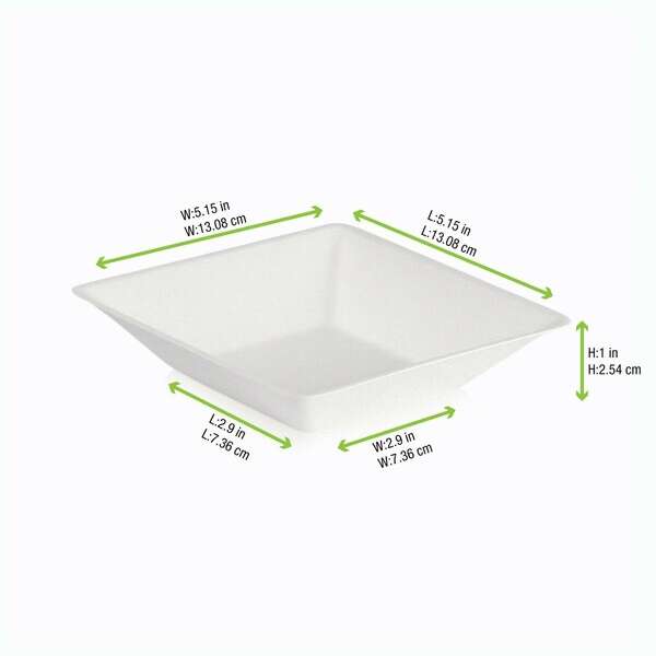 PacknWood 210ECOD1414, 5.15x5.15x1-Inch Eco-Design White Sugarcane Plate, 600/CS