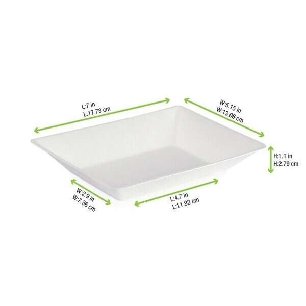 PacknWood 210ECOD1814, 7x5.15x1.1-Inch Eco-Design White Sugarcane Plate, 600/CS