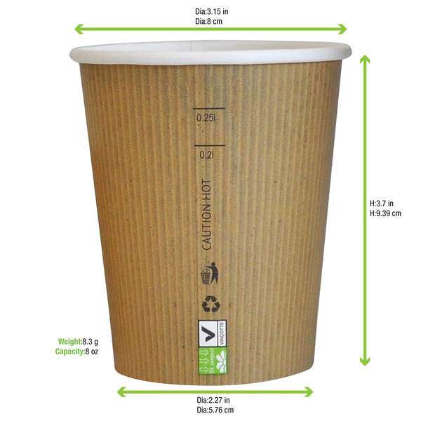 PacknWood 210GCBIO9, 9 Oz Compostable Single Wall Paper Cup, 1000/CS