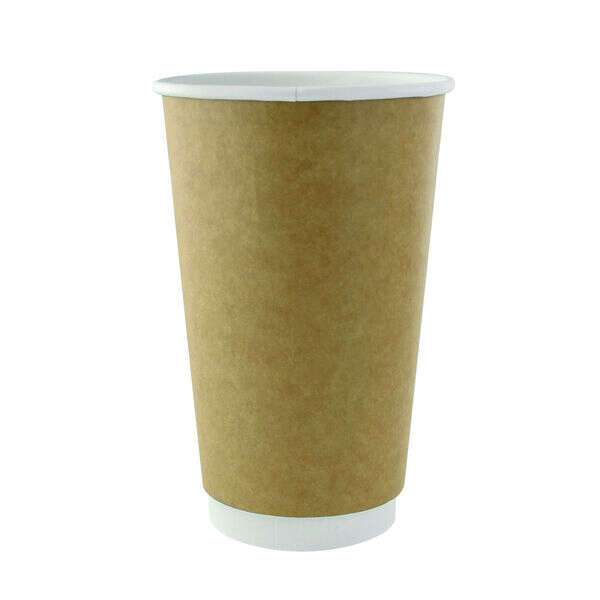 PacknWood 210GCDW20K, 20 Oz Double Wall Kraft Compostable Paper Cup, 500/CS