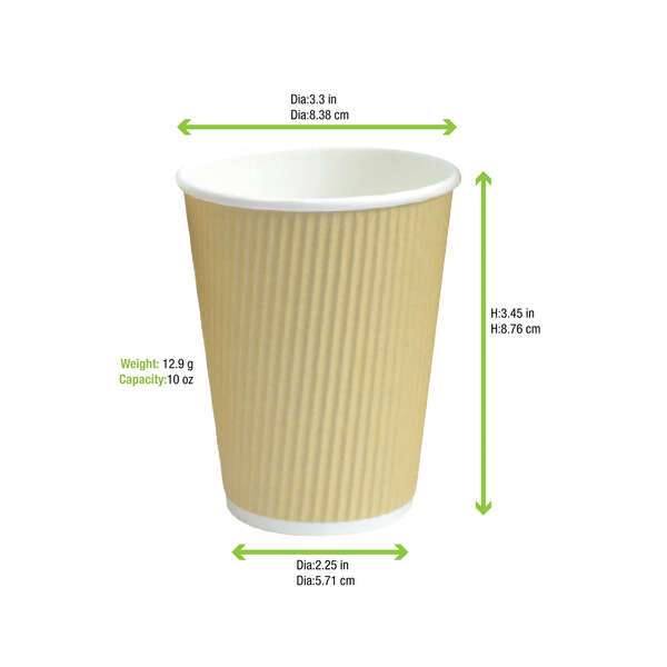 PacknWood 210GCR10BG, 10 Oz Rippled Beige Cup, 1000/CS