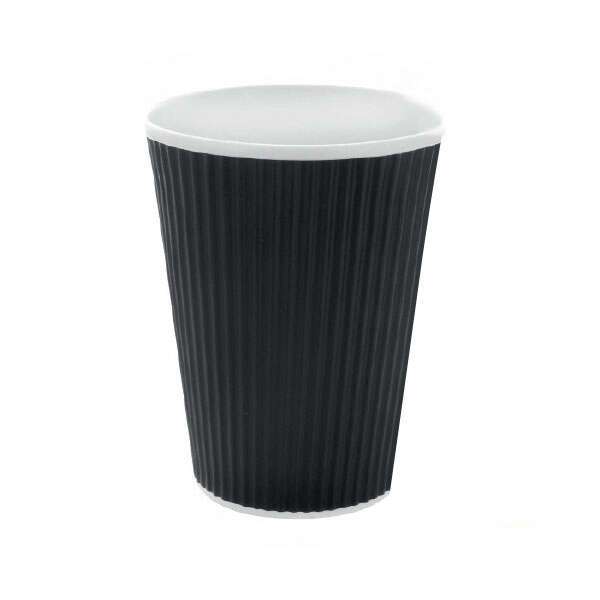 PacknWood 210GCR10N, 10-oz Black Ripple Hot Cup, 1000/CS