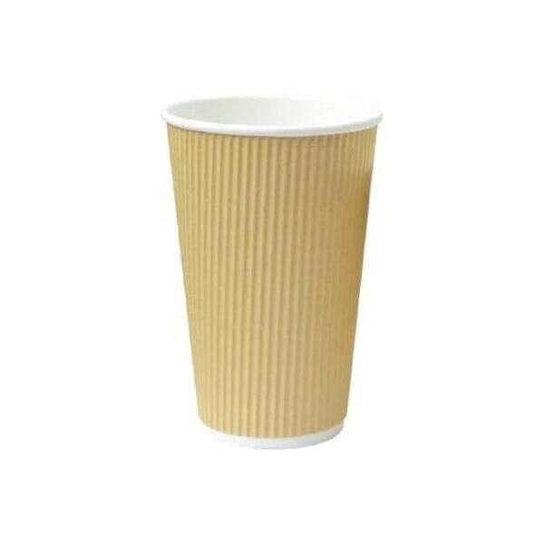 PacknWood 210GCR16BG, 16 Oz Rippled Beige Paper Cup, 500/CS